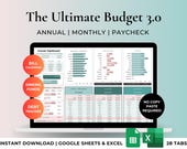 Ultimate Budget Planner Annual Monthly Finance Tracker Spreadsheet Template Income Expense Bills Debt Tracker Net Worth Excel Google Sheets
