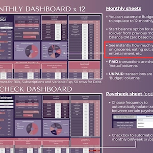 Ultimate Annual Budget Planner Google Sheets Financial Planner | Dark Mode Spreadsheet Template image 5