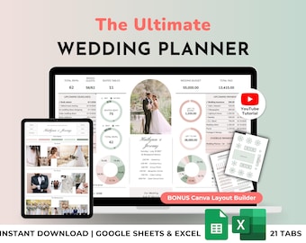 Wedding Planner Spreadsheet Wedding Budget Guest List Checklist Timeline Itinerary Seating Plan Floor Plan Gift Tracker Google Sheets Excel