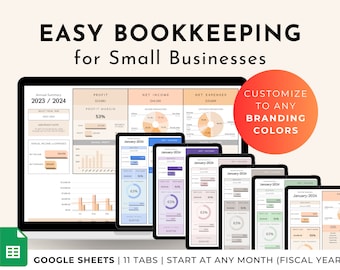 Bookkeeping Template for Small Business Google Sheets Easy Accounting Business Spreadsheet Planner Profit Loss Income Expense Sales Tracker