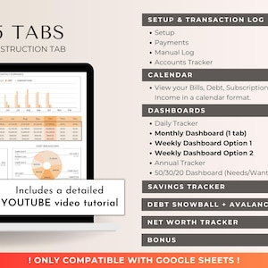 Weekly & Monthly Budget Spreadsheet for Google Sheets | Bill Calendar, Savings Tracker, Automatic Bill Split image 3