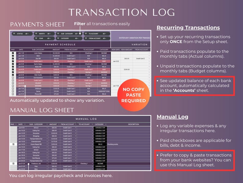 Ultimate Annual Budget Planner Google Sheets Financial Planner | Dark Mode Spreadsheet Template image 4