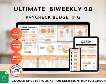 Ultimate Biweekly Budget Google Sheet: Savings & Debt Tracker (Digital Download)