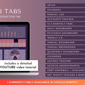 Ultimate Annual Budget Planner Google Sheets Financial Planner | Dark Mode Spreadsheet Template image 3