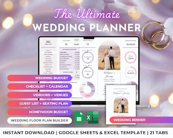 Wedding Planner Spreadsheet Wedding Budget Guest List Checklist Timeline Itinerary Seating Plan Floor Plan Gift Tracker Google Sheets Excel