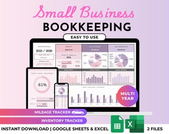 Spreadsheetsjabloon boekhouding kleine bedrijven Winstverlies Eenvoudige boekhoudsjabloon Btw-tracker Voorraadtracker Excel Google Spreadsheets