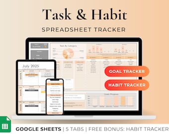 Google Sheets aktivitetsspårare: Veckovis, Månadsvis, Vaneplanerare (Digital nedladdning)