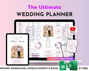 Wedding Planner Spreadsheet Wedding Budget Guest List Checklist Timeline Itinerary Seating Plan Floor Plan Gift Tracker Google Sheets Excel