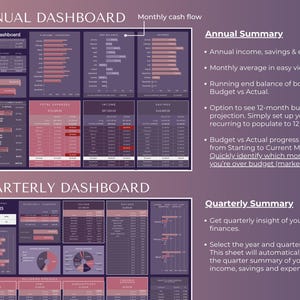 Ultimate Annual Budget Planner Google Sheets Financial Planner | Dark Mode Spreadsheet Template image 6