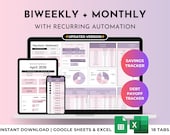 Biweekly Paycheck Budget Spreadsheet Bill Calendar Weekly Monthly Budget Planner Expense Savings Debt Tracker Google Sheets Excel Template