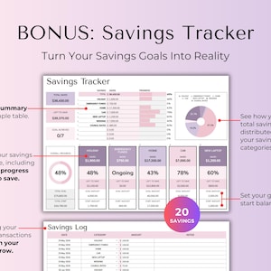 Easy Budget Planner for Beginners Excel/Google Sheets Template Simple Digital Finance Spreadsheet Monthly Paycheck Spending Savings Tracker image 7