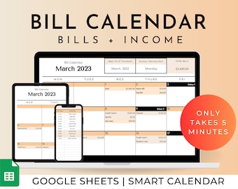 Calendario de facturas automatizado: Hoja de cálculo de presupuesto de Google Sheets (descarga digital)