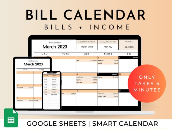 Automated Bill Calendar: Google Sheets Budget Spreadsheet (Digital Download)