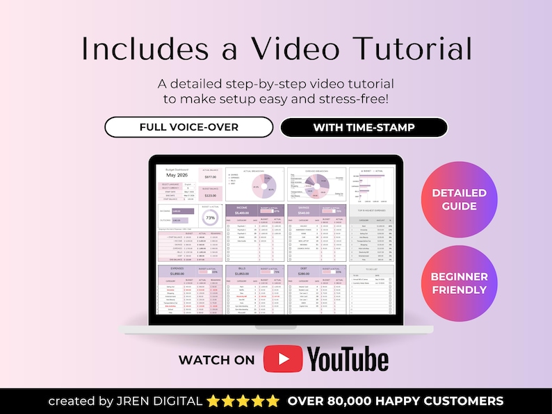 Easy Budget Planner for Beginners Excel/Google Sheets Template Simple Digital Finance Spreadsheet Monthly Paycheck Spending Savings Tracker image 11
