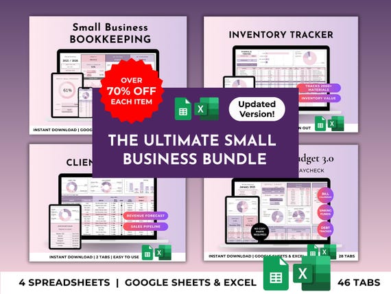 Small Business Bookkeeping Spreadsheet Profit and Loss, Order, Inventory Tracker, Client Tracker, Pricing Calculator, Income/Expense Tracker
