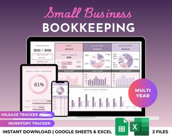 Small Business Bookkeeping Spreadsheet Template Profit Loss Easy Accounting Template Sales Tax Tracker Inventory Tracker Excel Google Sheets
