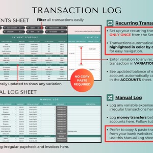 Hoja de cálculo de presupuesto familiar anual para gastos del hogar, finanzas conjuntas, 12 pestañas mensuales, facturas, seguimiento de deudas, planificador de hojas de cálculo de Google y Excel. imagen 4