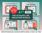 Family Life Planner & Annual Budget Template, Task Tracker Eisenhower Kanban Board, Ultimate Organization Spreadsheet (Excel Google Sheets)