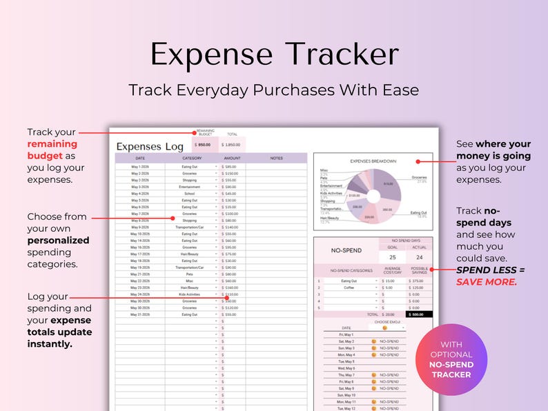 Easy Budget Planner for Beginners Excel/Google Sheets Template Simple Digital Finance Spreadsheet Monthly Paycheck Spending Savings Tracker image 6
