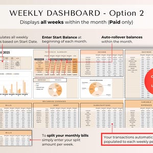 Weekly & Monthly Budget Spreadsheet for Google Sheets | Bill Calendar, Savings Tracker, Automatic Bill Split image 6