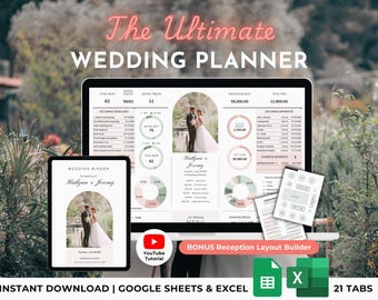 Wedding Planner Spreadsheet Wedding Budget Guest List Checklist Timeline Itinerary Seating Plan Floor Plan Gift Tracker Google Sheets Excel
