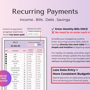 Easy Budget Planner for Beginners Excel/Google Sheets Template Simple Digital Finance Spreadsheet Monthly Paycheck Spending Savings Tracker image 5