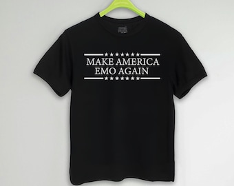 Make America Emo wieder Unisex Baumwolle T-Shirt Lustiges T-Shirt Elder Emo Nite Konzert Festival Band T-Shirt als wir jung Wahl 2024 waren