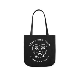 Elder Emo Club Black Canvas Tote Bag Broken Heart Funny Gift Scene Kid