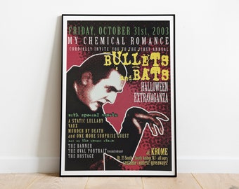 MCR 2003 Vintage Concert Poster Print Bullets & Bats Halloween Rock Show Flyer Chemical Fan Memorabilia Wall Art Decor Romance Emo Gift