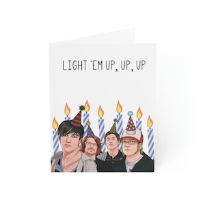 Light 'Em Up Parodie Emo Birthday Boy Carte de voeux Fan Illustration Fan Art Funny Bday Gift Pop Punk Concert Fan Elder Emo