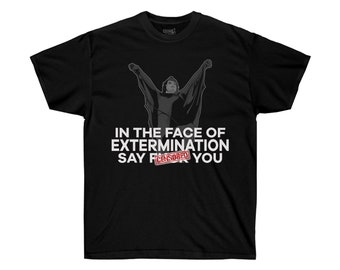Gerard im Angesicht der Vernichtung Zitat Unisex Baumwolle T-Shirt LGBTQ T-Shirt Pride Shirt Elder Emo MCR Fan Illustration Trans Flagge