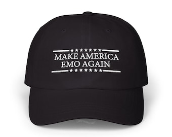 Make America Emo Again Dad Hat Unisex Embroidered Baseball Cap Elder Emo Funny Gift Scene Kid MAGA Birthday Gift Emo Night Election 2024