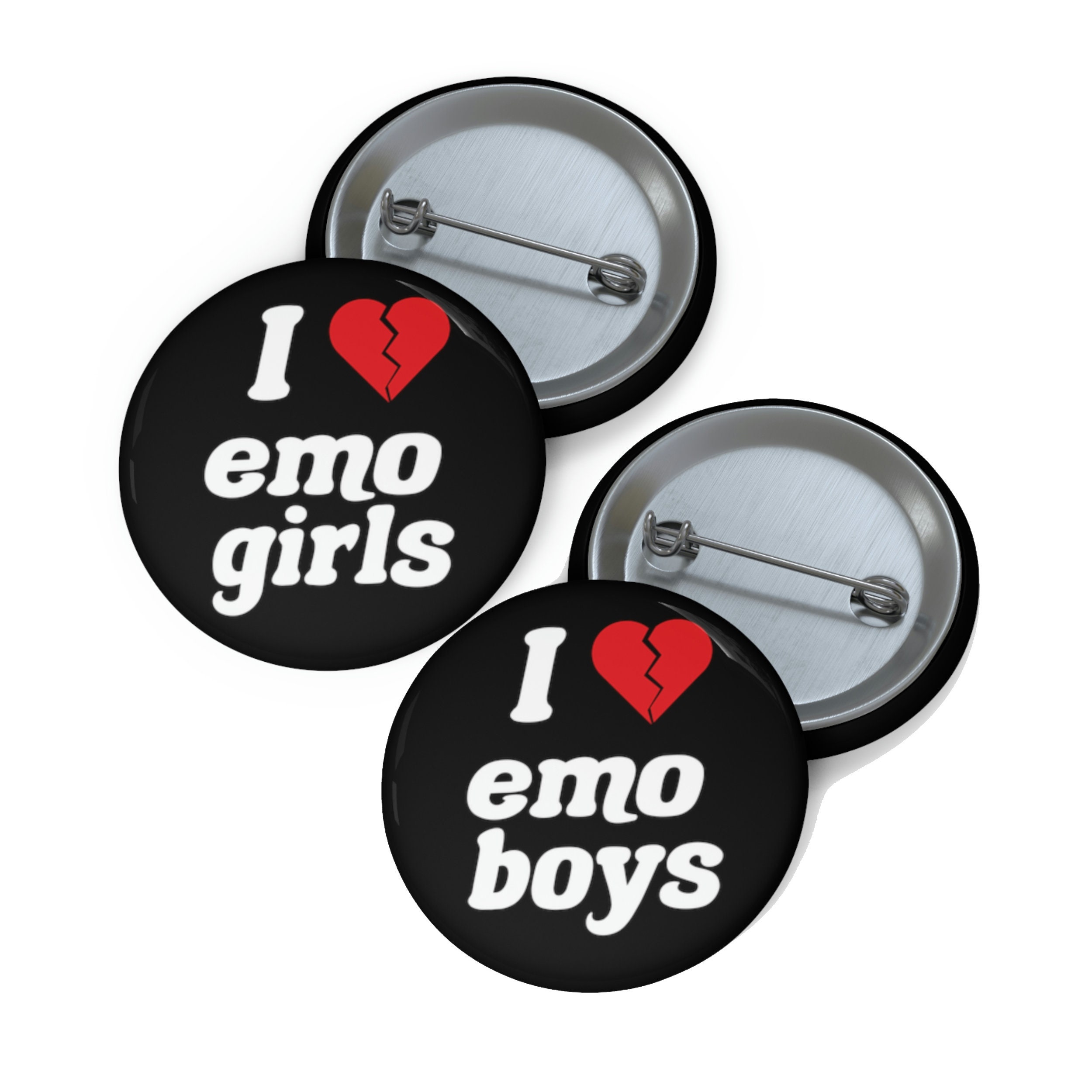 I Love Emo Girls I Love Emo Boys Pins Funny Pinback Buttons Badge Broken  Hearts Elder Emo Night 