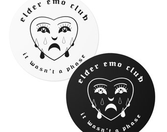 Elder Emo Club 3 inch Vinyl Stickers Pack Bundle It Wasn't A Phase Black Sticker Funny Gift Scene Kid MCR WWWY Pop Punk