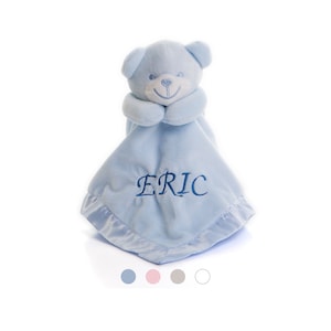 Personalised Baby Bear Comforter Embroidered with Any Name or Initials, New Baby Gift, Snuggle Teddy for Baby Boys and Girls image 1