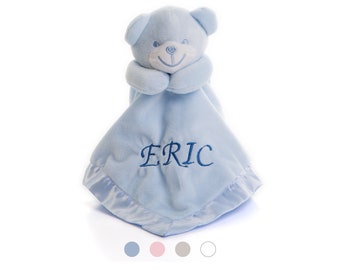 Personalised Baby Bear Comforter - Embroidered with Any Name or Initials, New Baby Gift, Snuggle Teddy for Baby Boys and Girls