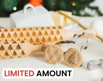 Rodillos de madera grabados, sello para galletas con motivo navideño, regalo único para mamá, regalo de madera, regalo para abuela, decoración navideña.