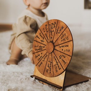 Baby shower fun, Family game night, Personalized spin the wheel game, Wooden dry erase wheel for baby shower, Easter gift, Mothers day gift image 1