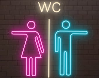 Restroom Neon Sign, Toilet Door LED Sign, Personalized Acrylic Art, Modern Business Sign with Custom LED Neon Art, Customizable LED Sign