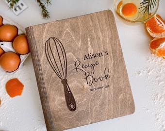 Mom Custom Recipe Book, Personalized Wooden Recipe Book, Cooking Lover Gift, Grandma Kitchen Gift, Cook Book for Mom Sister, Recipe Binder