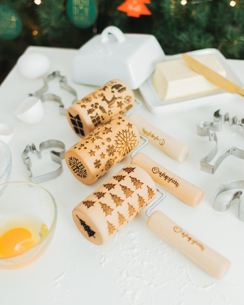 Winter Forest Rolling Pin Embossed Rolling Pin Cookie Stamp Etsy