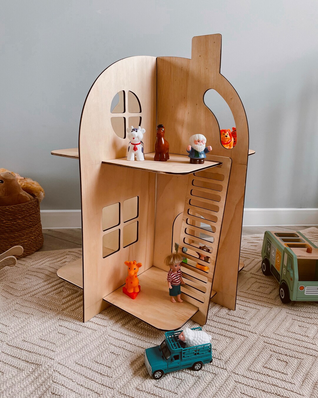 Montessori Wooden Doll House, Personalized Gift for Girl Toddler, Custom  Wooden Toy, Boy Girl Custom Birthday Gift, Toddler Dollhouse Wooden