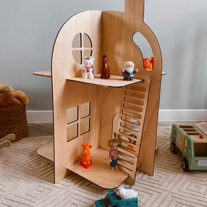 Montessori Wooden Doll House, Personalized gift for Girl Toddler, Custom Wooden toy, Boy Girl Custom Birthday Gift, Toddler dollhouse wooden