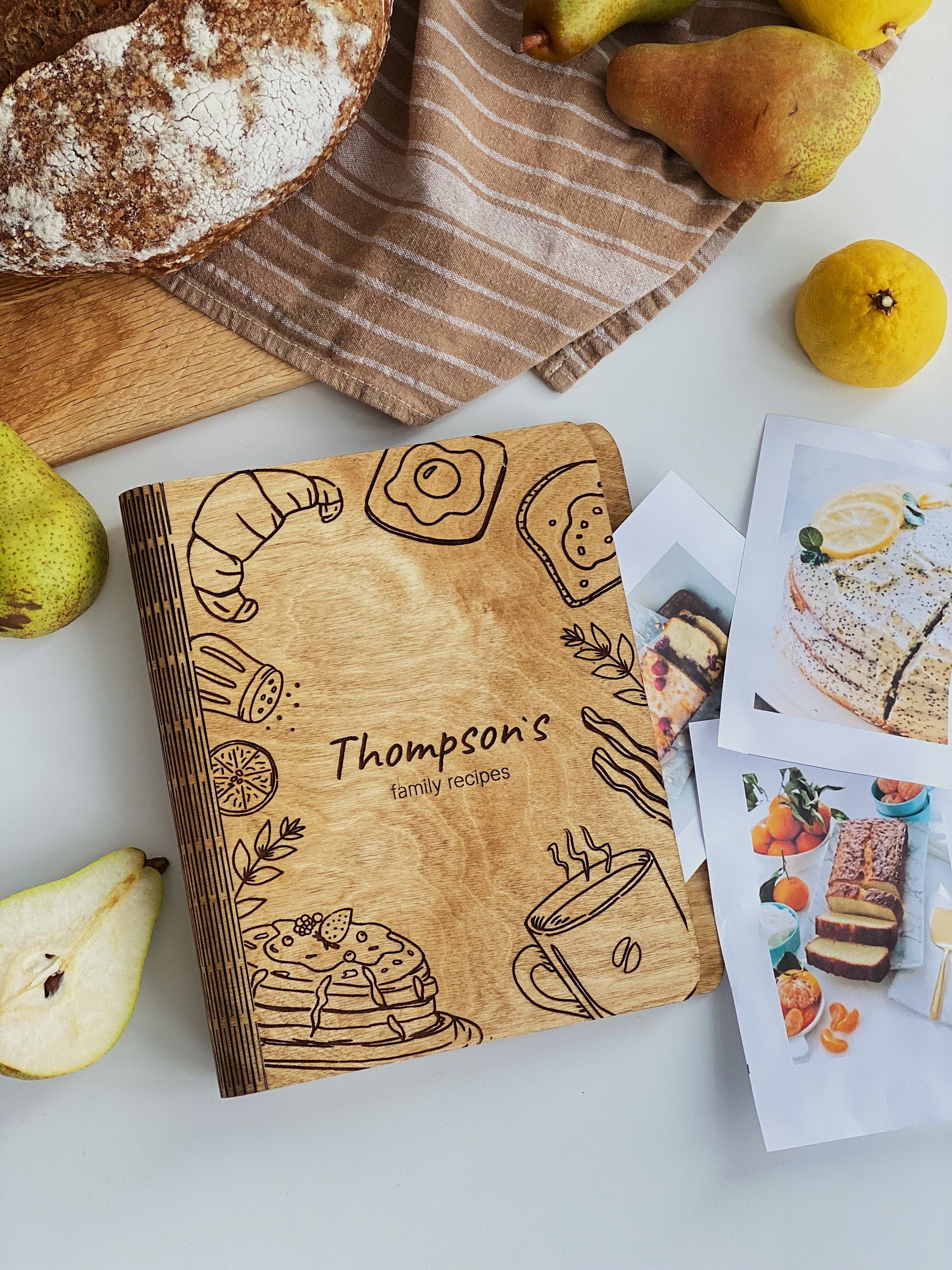 Custom Family Cook Book Wooden Hardcover Recipe Journal With Etsy