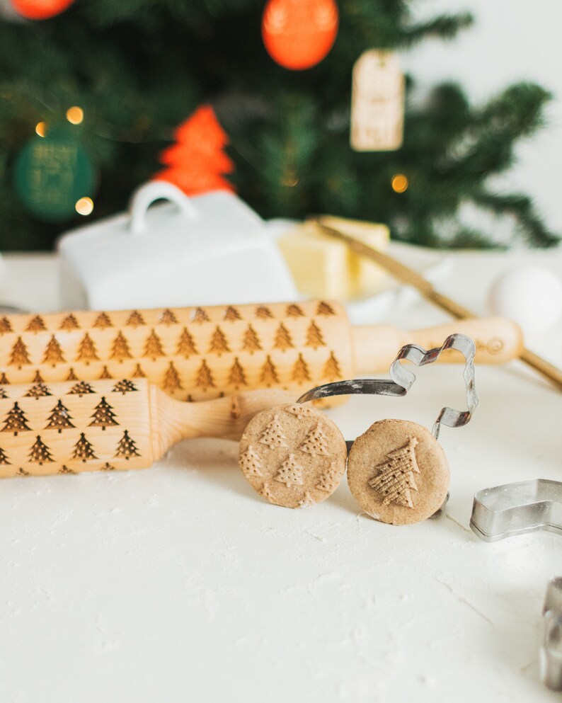 Winter Forest Rolling Pin Embossed Rolling Pin Cookie Stamp Etsy