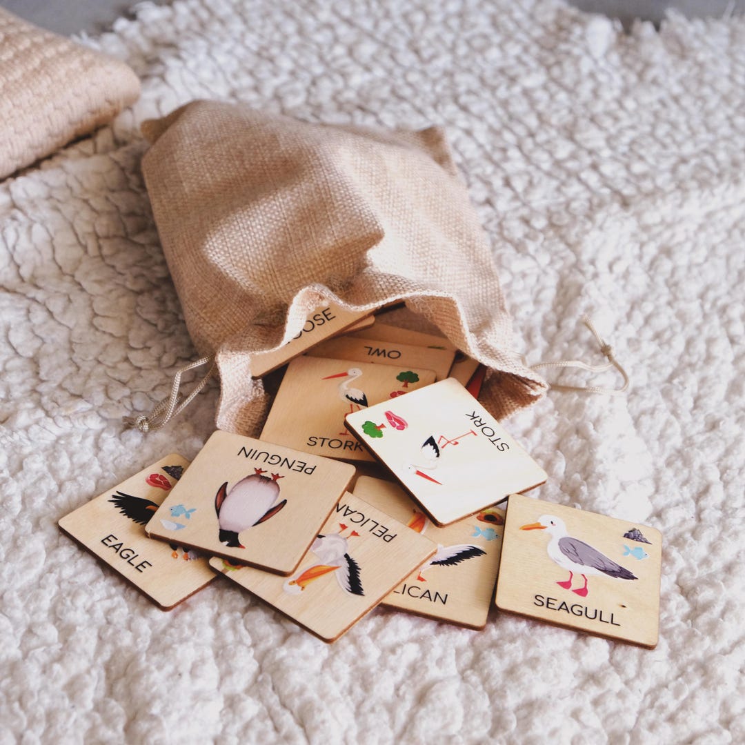 Custom Memory Animals Wooden Matching Memory Animal Cards Game: Present for Kids ...
