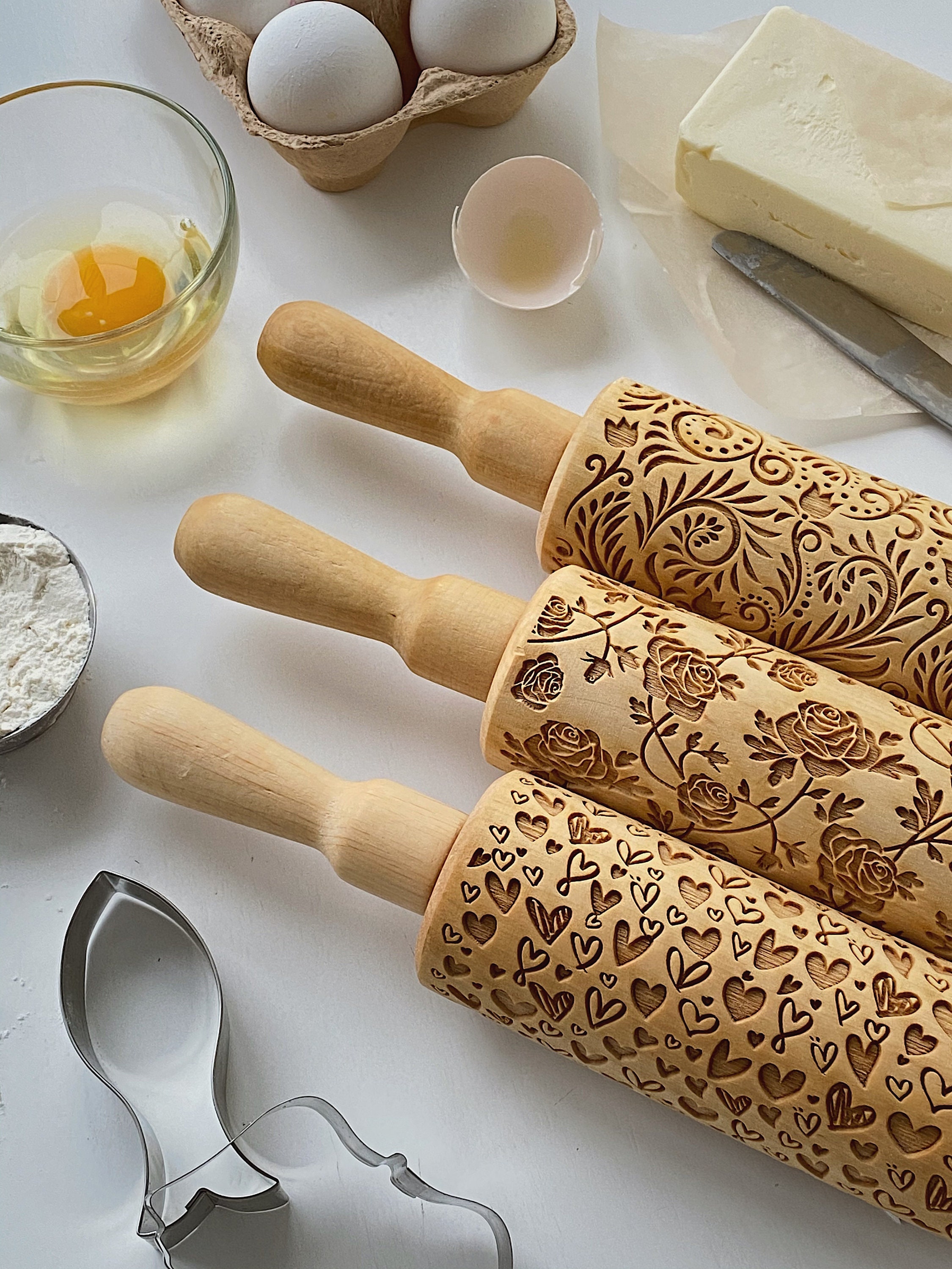 Floral Baking Mini Set of Rolling Pins Baking Lover Custom Etsy