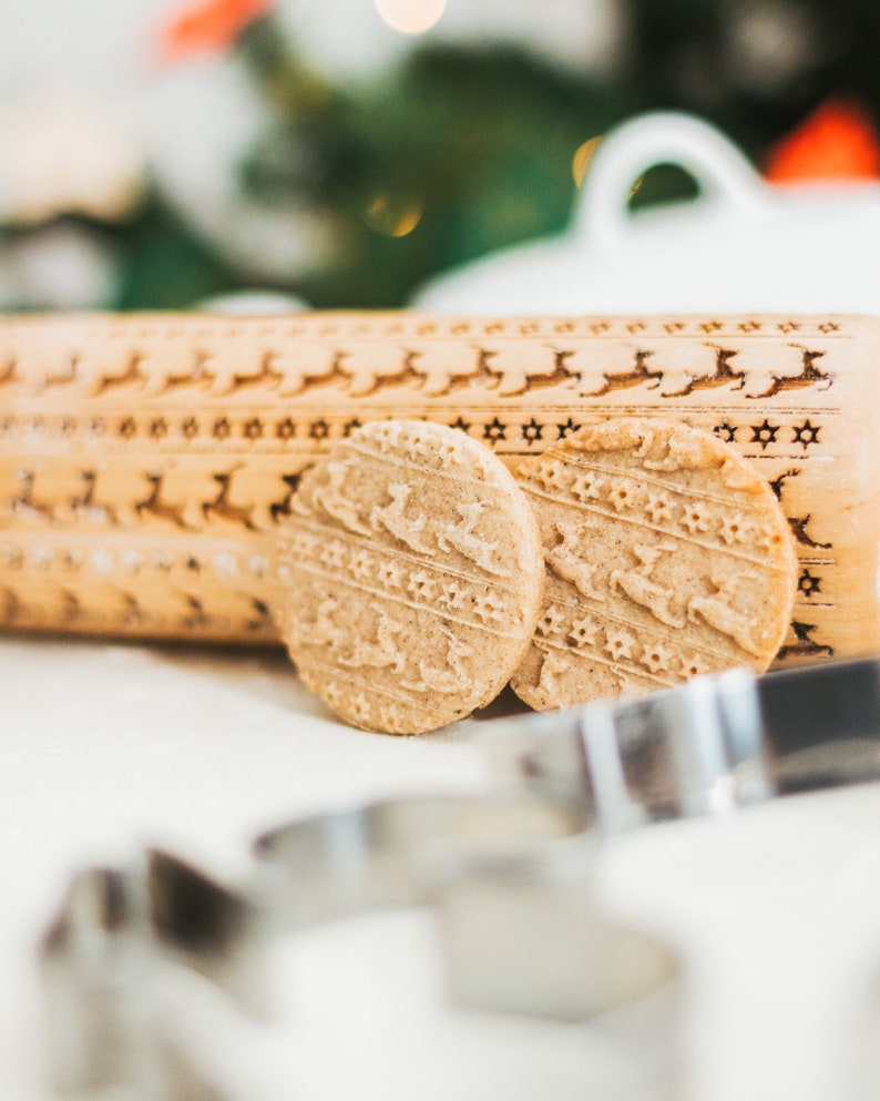 Winter Forest Rolling Pin Embossed Rolling Pin Cookie Stamp Etsy