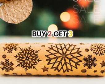 Personalized Christmas Rolling Pin,Clay Stamp, Engraved Pattern Rolling Pin, Pottery Roller, Ceramics Tool, Christmas Baker, Gift for Mom