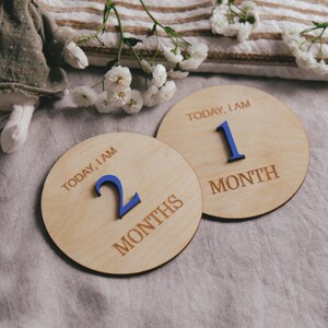 Faire-part de naissance, disques 12 mois, plaques nominatives en bois pour nouveau-né, cadeau de baby shower, événements marquants du mois pour bébé, cadeau de nouvelle maman, panneau pour hôpital